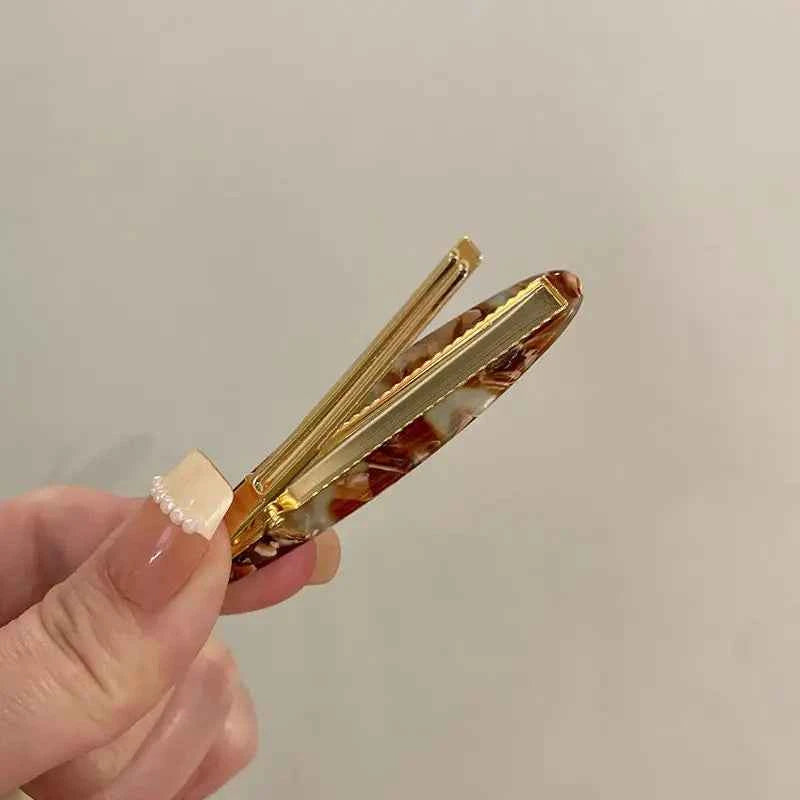 2 Pcs New Simple Acetate Fiber Hairpins,women Oval Geometric Side Clips, Colorful Duckbill Clips, One-word Clip Hair Accessories