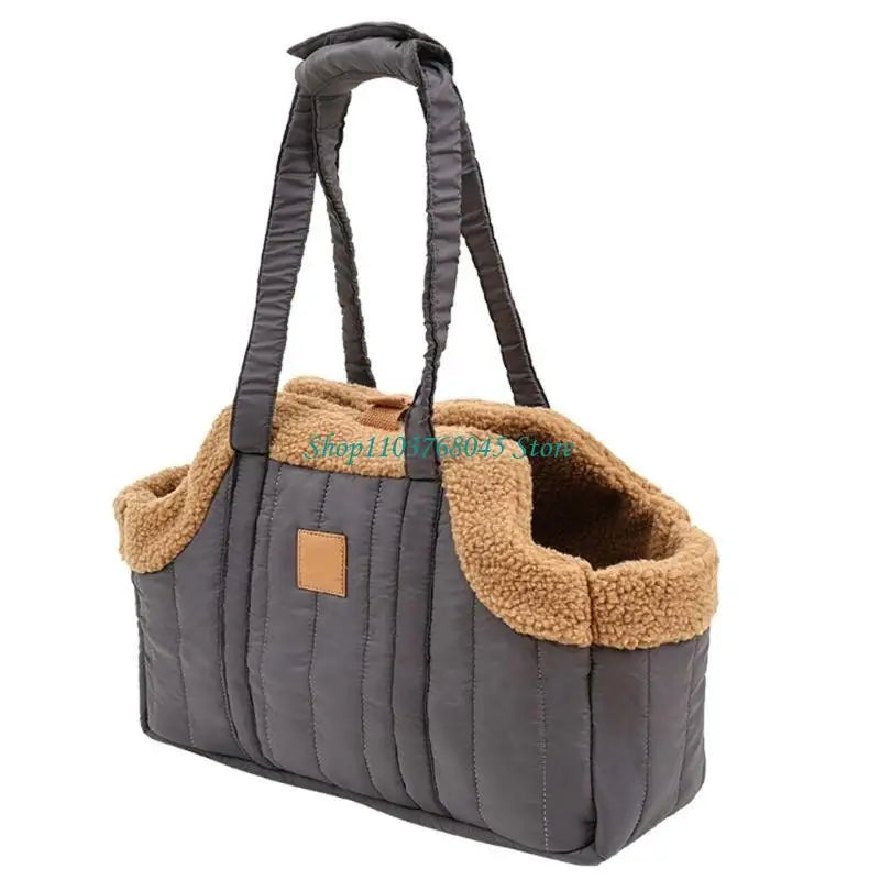Pet Handbag Cats Carriers Bag Soft Big Capacity with Safety Strap Breathable Pet Carriers Sightseeing Bag - Curl and Collar