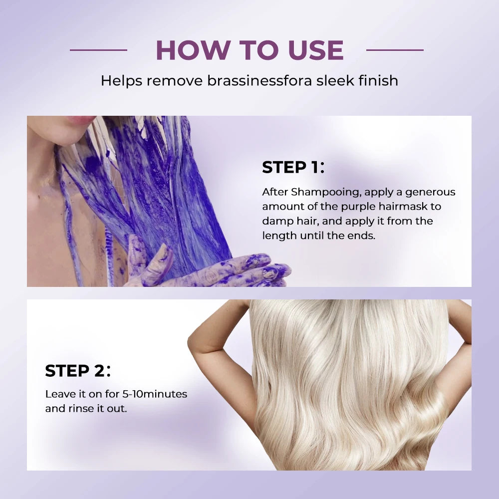Karseell Purple Hair Mask 16.90 fl.oz 500ml Professional Neutralizes Brass Yellow Tones For Blonde Silver Gray Highlighted Hair - Curl and Collar