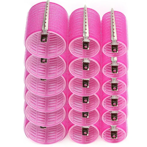 28pcs/Set Hair Roller Sets 18pcs Plastic Self Grip Hair Curlers 3 Sizes Hair Rollers 10pcs Metal Clips DIY Hairdressing Tools - Curl and Collar
