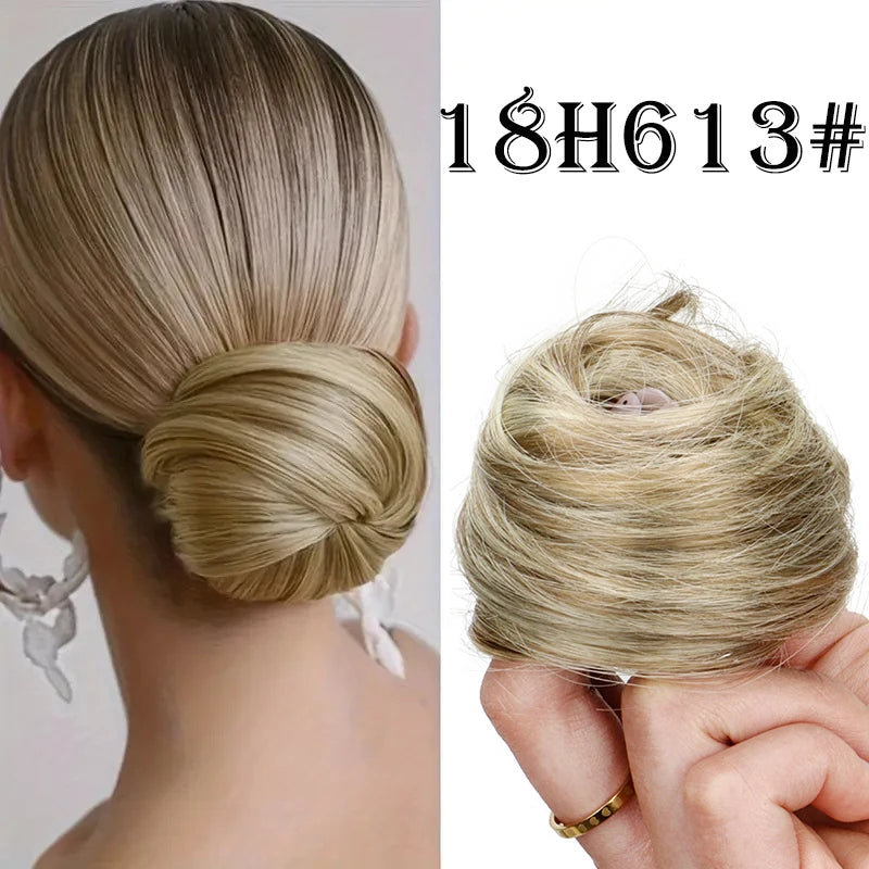 WIGSIN Synthetic Messy Dount Hair Buns Updo Chignon With Elastic Hair Exension for Women Daily Lazy Hair Accessories - Curl and Collar