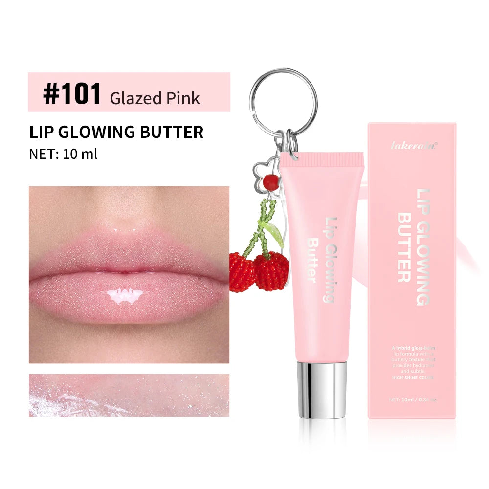 Lip Glowing Butter Lip Gloss With Cherry Pendant Moisturizing Shiny Plumping Lip Tint Hydrating Mirror Liquid Lipstick Long Lasting Lip Balm Makeup - Curl and Collar
