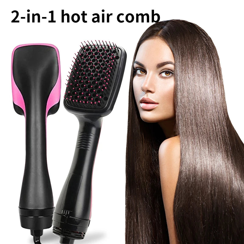 Hot Air Hair Dryer Brush Portable Multifunctional Hairdryer One Step Ions Hot And Cold Air Wind Blow Dryer Brush With Comb - Curl and Collar