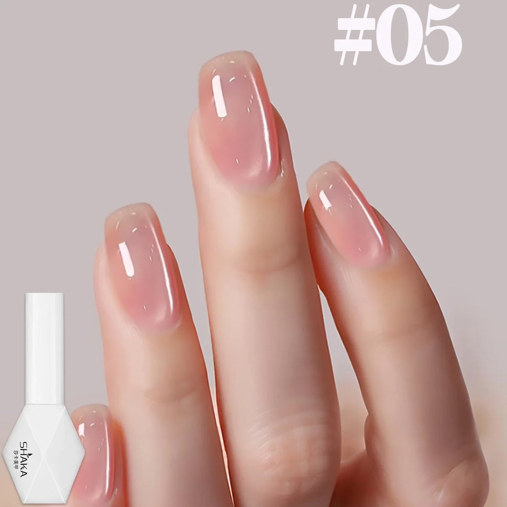 1-12pcs SHAKA Autumn Tanhua Cat Eye Pink Transparent Color Gel Nail Polish 2026 New Simple And Generous Halloween Nail Gel - Curl and Collar