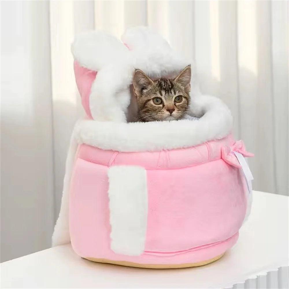 Outdoor Travel Chihuahua Puppy Dog Carrier Bacpack Winter Warm Pet Carrying Bags for Small Dogs Yorkshire Cat Nest Mascotas Home - Curl and Collar