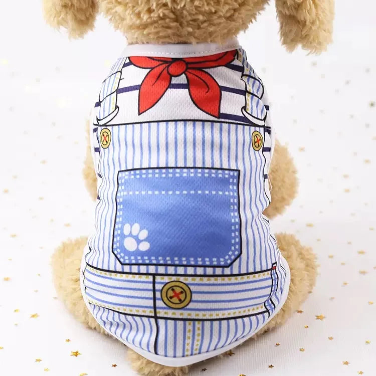 Pet Dog Clothes Cartoon Clothing Puppy Dogs Soft Vests Summer Shirt Casual T-Shirt for Small Pet Supplies - Curl and Collar