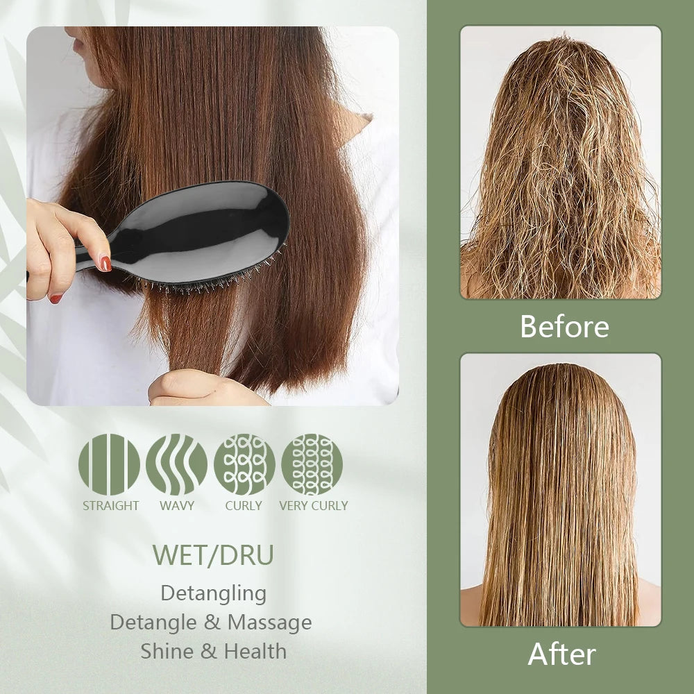 ARLANY Boar Bristle Hair Brush Massage Comb Hair Styling Tool Hair Beauty Salon Accessories Hairdressing Hair Extensions Tool - Curl and Collar