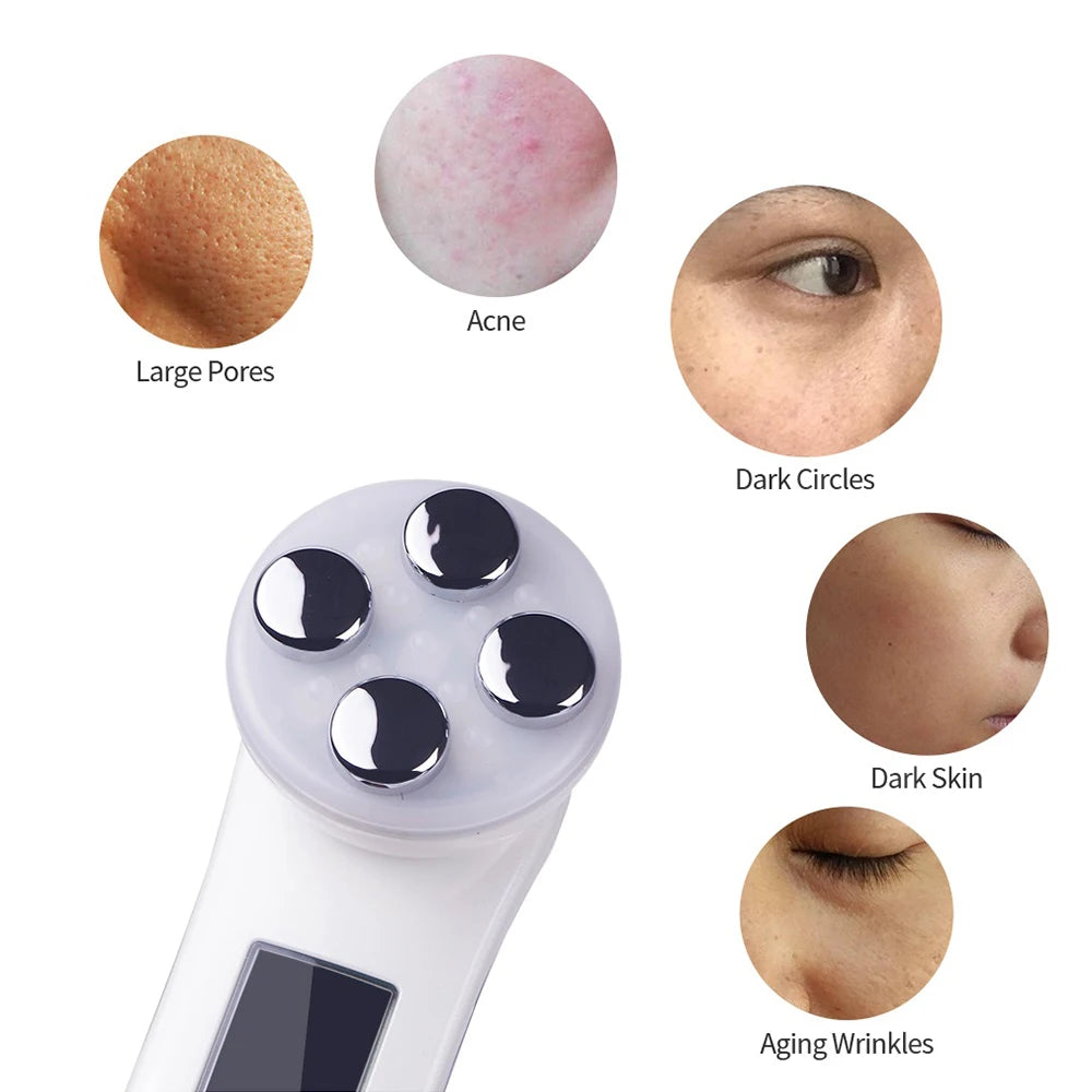 5 In 1 Home Facial Beauty Device Mesotherapy Electroporation RF Radio Frequency Facial LED Photon Skin Care Beauty Device Face Lifting Tighten - Curl and Collar