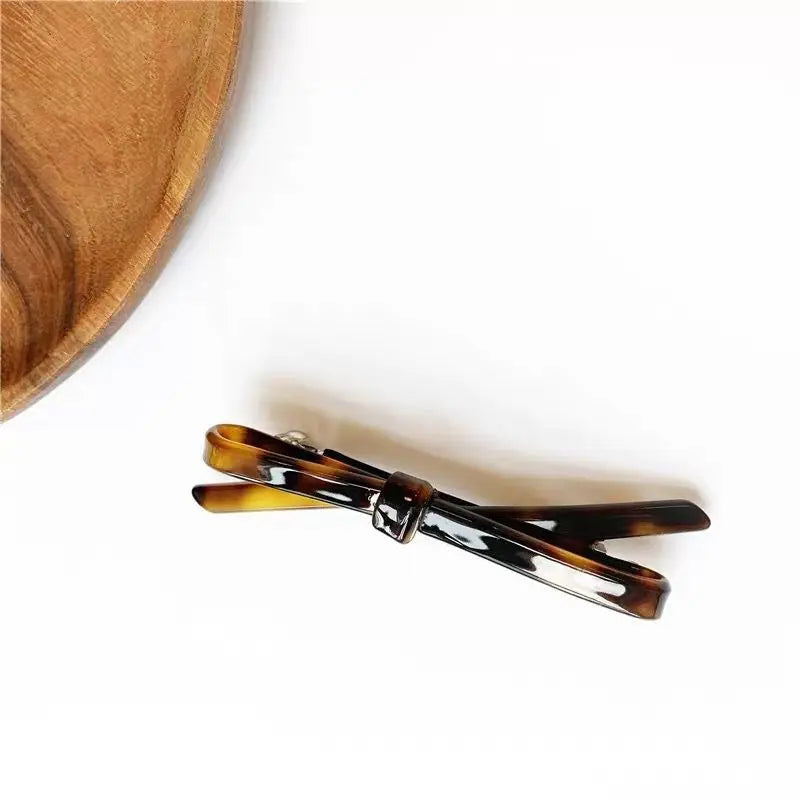Chic Bow Hair Clips Plain Color Acetate Hairgrip Hairpin Cute Sweet Simple Bow Knot Bow Tie Side Pins Women Hair Accessories