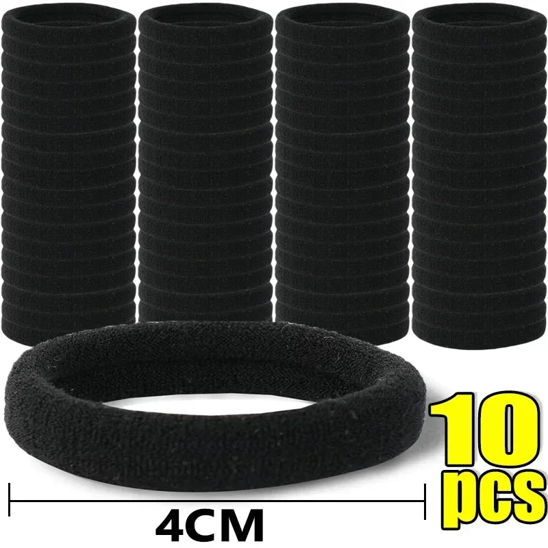 500PCS Black Basic Hair Bands Women Girls Simple High Elastic Headband Ties Rubber Ropes Scrunchies Ponytail Holders Accessories - Curl and Collar