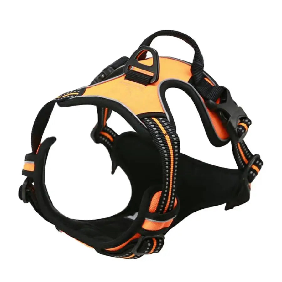 Adjustable No Pull Dog Harness Front Clip Reflective Comfortable Handle for Medium to Large Dogs Walking - Curl and Collar