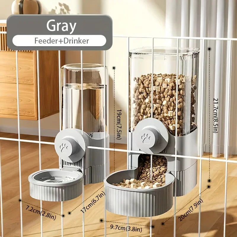 Suit Pet Hanging Water Dispenser Cat Automatic Feeder Dog Hanging Cage Drinking Water and Eating Supplies Cat Bowl Dog Food Bowl - Curl and Collar