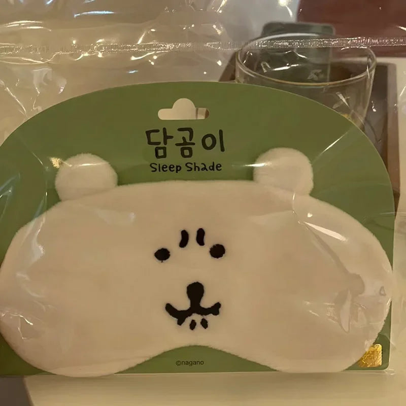 Cute Bear Pattern Sleeping Mask Blackout Eye Cover with Removable Cooling Gel Pads Soft Comfortable for Women Men Stress Relief - Curl and Collar