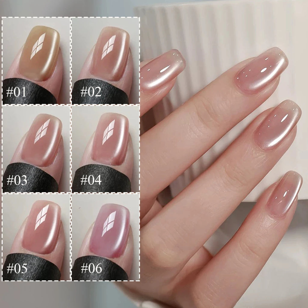 1-12pcs SHAKA Autumn Tanhua Cat Eye Pink Transparent Color Gel Nail Polish 2026 New Simple And Generous Halloween Nail Gel - Curl and Collar