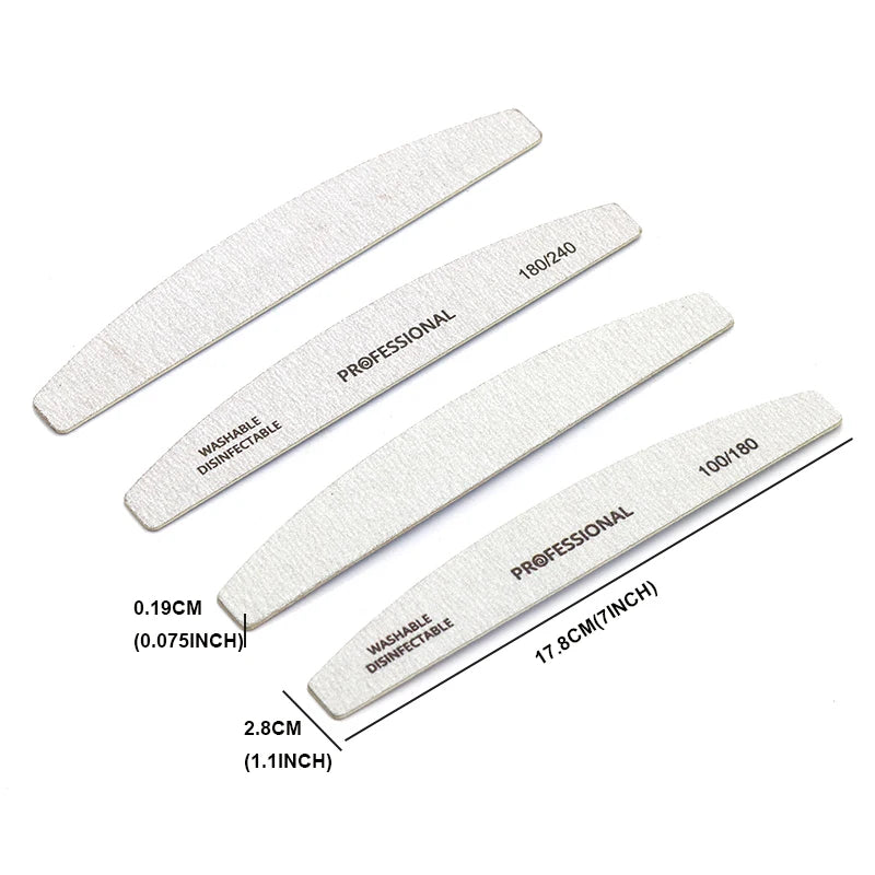10pcs/Lot Wooden Nail Files Professional 100 180 240 Emery Board Manicure Buffer Grey Boat Double-sided Wooden Pedicure Buffers - Curl and Collar
