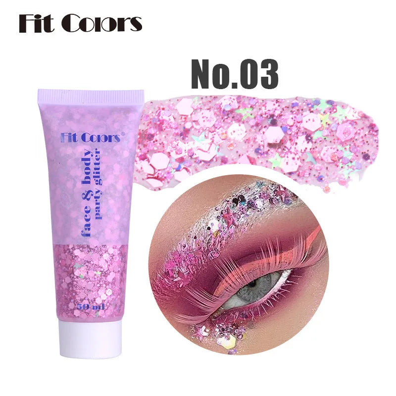 20 Colors Body Glitter Gel Mermaid's Scale Chunky Glitter Sequins Gel for Face Body Hair Nail Christmas and Party - Curl and Collar