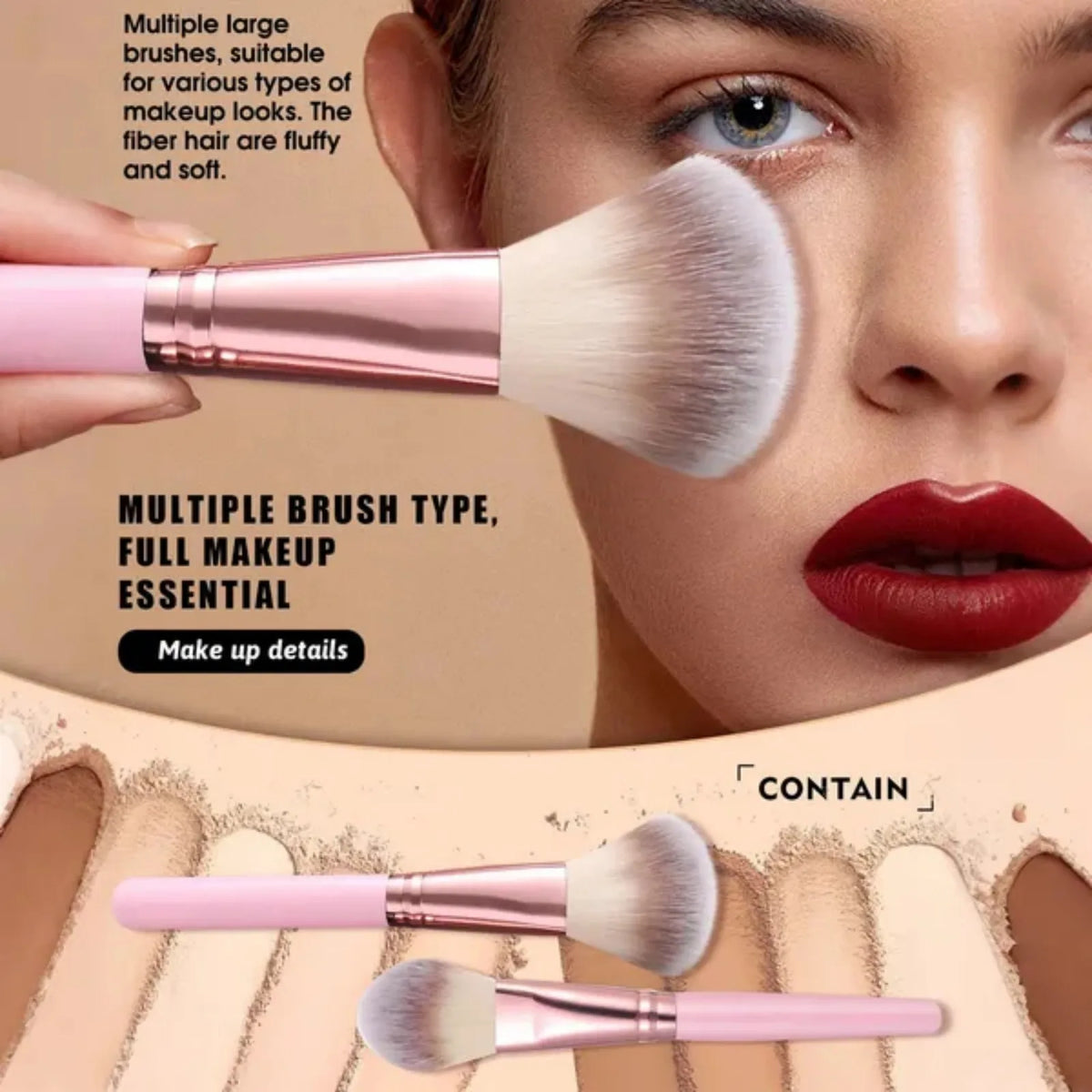 Professional Makeup Brushes Set, 25 pcs Makeup Brush Foundation Powder Eyeshadow - Curl and Collar