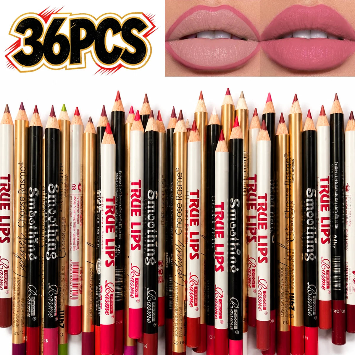 36Color Matte Lip Liner Pencil Set, Long Lasting Waterproof Smooth Lip Liners, Velvet Lip Pencils for Lips Makeup, Nude Red Brown Lip Liner Kit for Women Daily Party Cosmetics - Curl and Collar