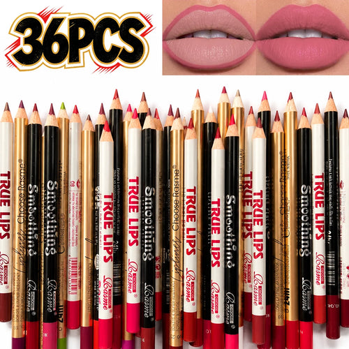 36Color Matte Lip Liner Pencil Set, Long Lasting Waterproof Smooth Lip Liners, Velvet Lip Pencils for Lips Makeup, Nude Red Brown Lip Liner Kit for Women Daily Party Cosmetics - Curl and Collar