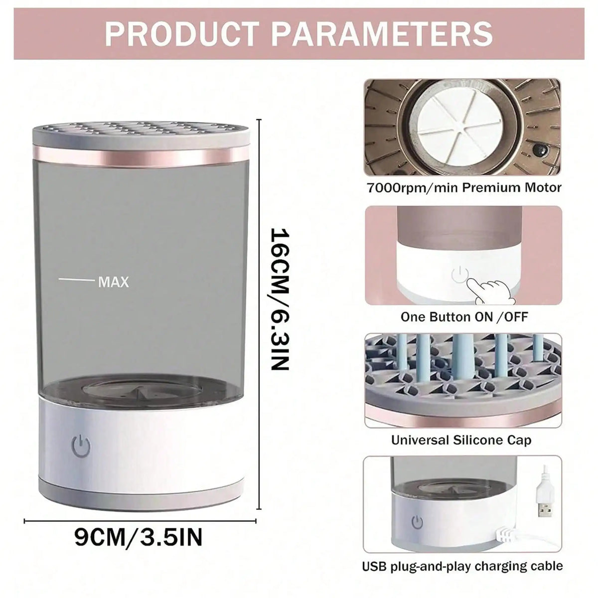 Electric Makeup Brush Cleaner Machine - Curl and Collar