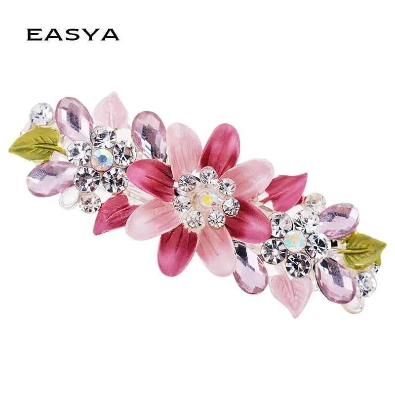 EASYA Fashion Exquisite Crystal Flower Hairpin Enamel Barrettes Girls Hair Accessories Headwear Jewelry For Women Girls