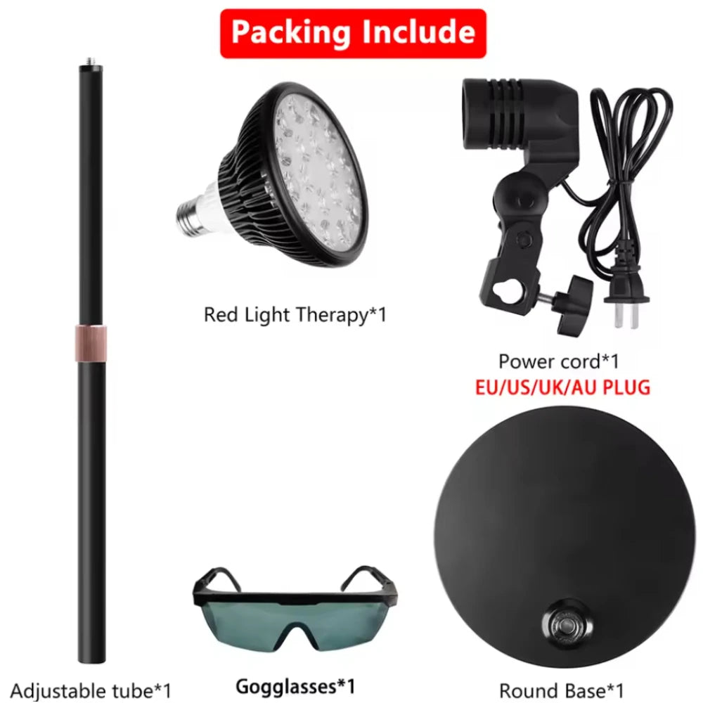 Red Light Therapy Lamp for Face 660&850nm with stand Infrared Light Therapy Device for Muscle Joint Pain Relief Skin HealthTools - Curl and Collar