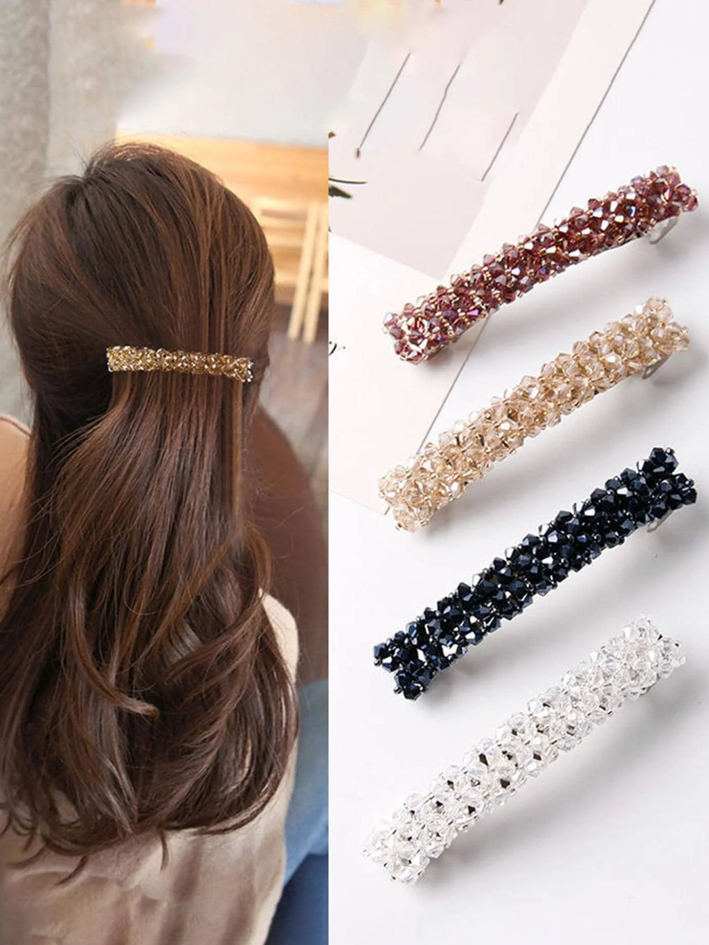 4pcs Crystal Decor Hair Clip Royal Claw Clips Hair Claws Hair Barrettes, School Stuff, Hair Accessories, Head Accessories, Curl and Collar