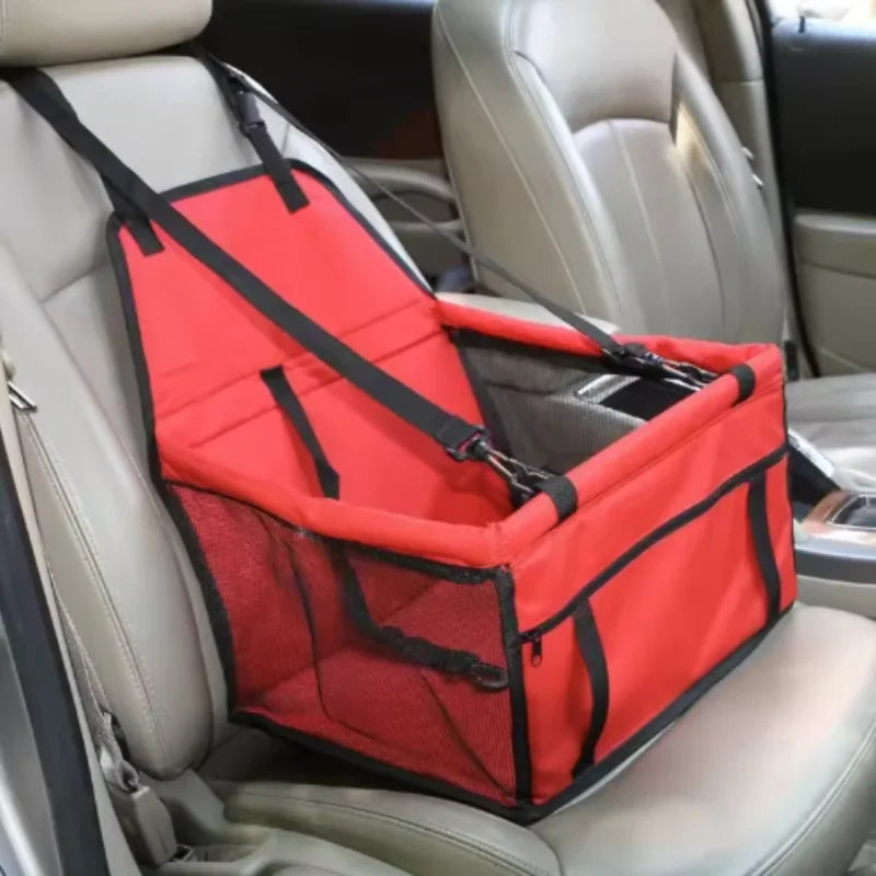 Waterproof Pet Car Seat Bag – Thickened Folding Dog Travel Mat with Safety Mesh - Curl and Collar