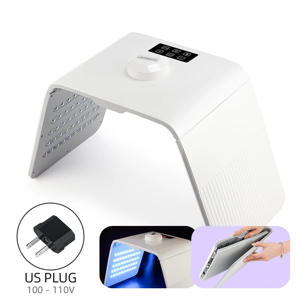 Foldable 7 Color LED Photon Facial Body Beauty Machine Skin Rejuvenation Light Nano Spray Equipment Home Skin Care SPA Instrument - Curl and Collar