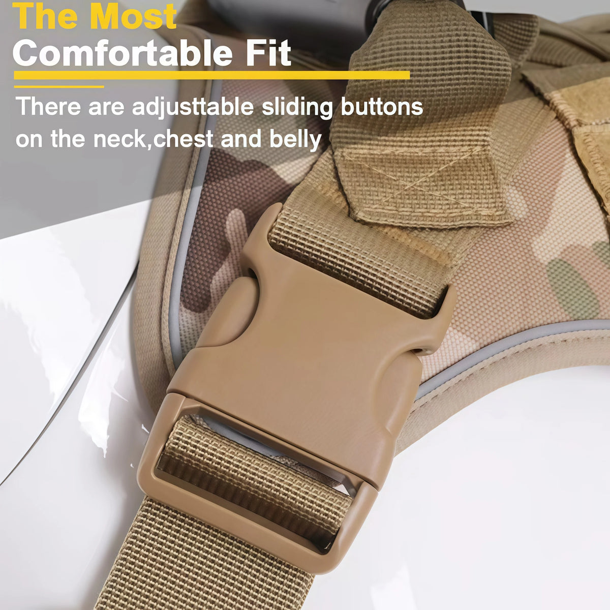 Reflective anti sprint dog harness, suitable for strong large dogs, no traction chest vest, suitable for strong dog breeds, large dog walking harness with combing brush set, luminous safety dog chest equipment, adjustable lar - Curl and Collar