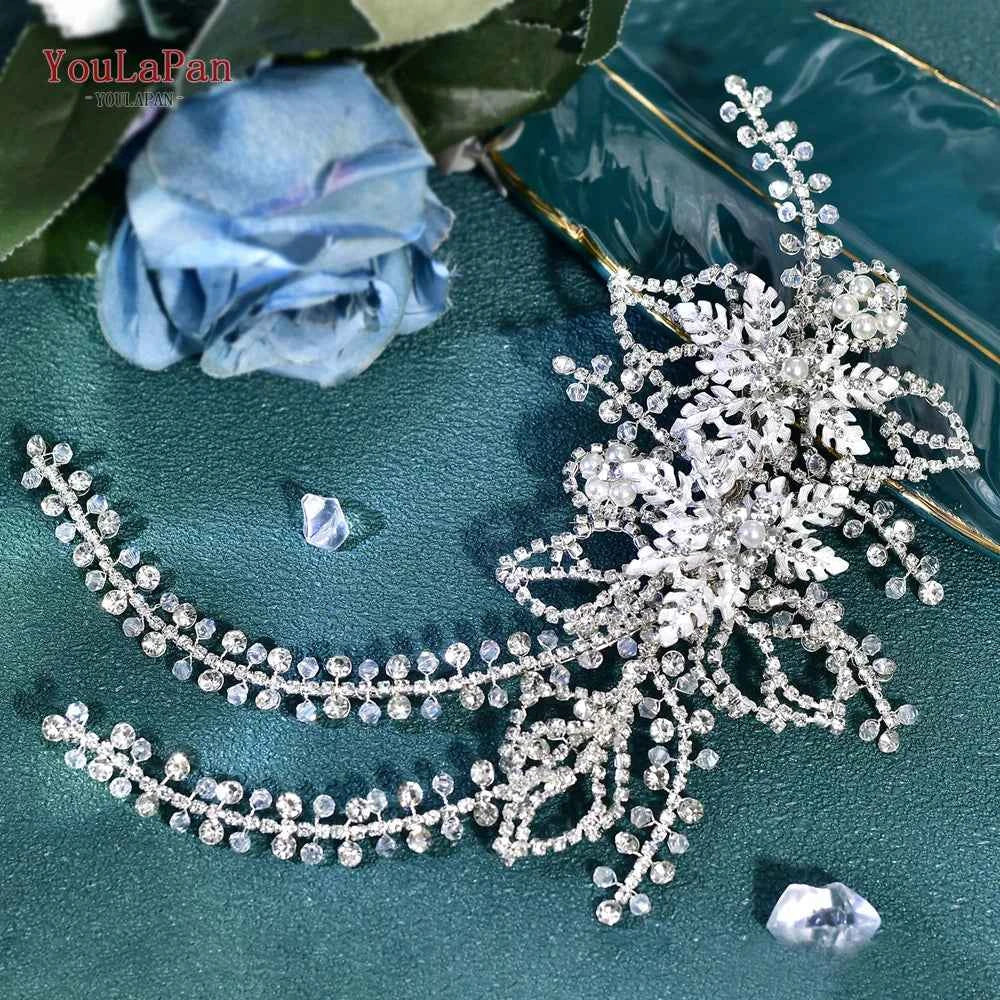 YouLaPan Rhinestone Tiara Bridal Headdress Wedding Hair Accessories Pageant Crown Woman Hair Clip Bridal Hairpin for Party HP254
