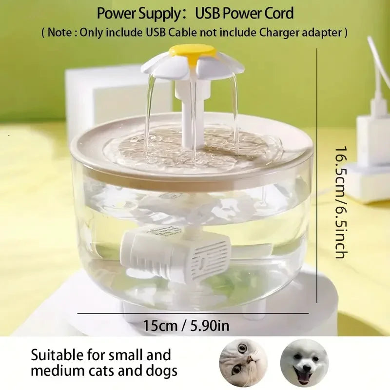 USB Electric Mute 1.2L Pet Water Fountain Automatic Cat Drink Bowl Filter Pet Drinking Dispenser Drinker For Cats Water Filter - Curl and Collar