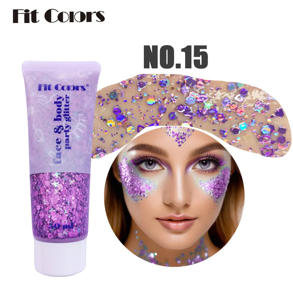 20 Colors Body Glitter Gel Mermaid's Scale Chunky Glitter Sequins Gel for Face Body Hair Nail Christmas and Party - Curl and Collar
