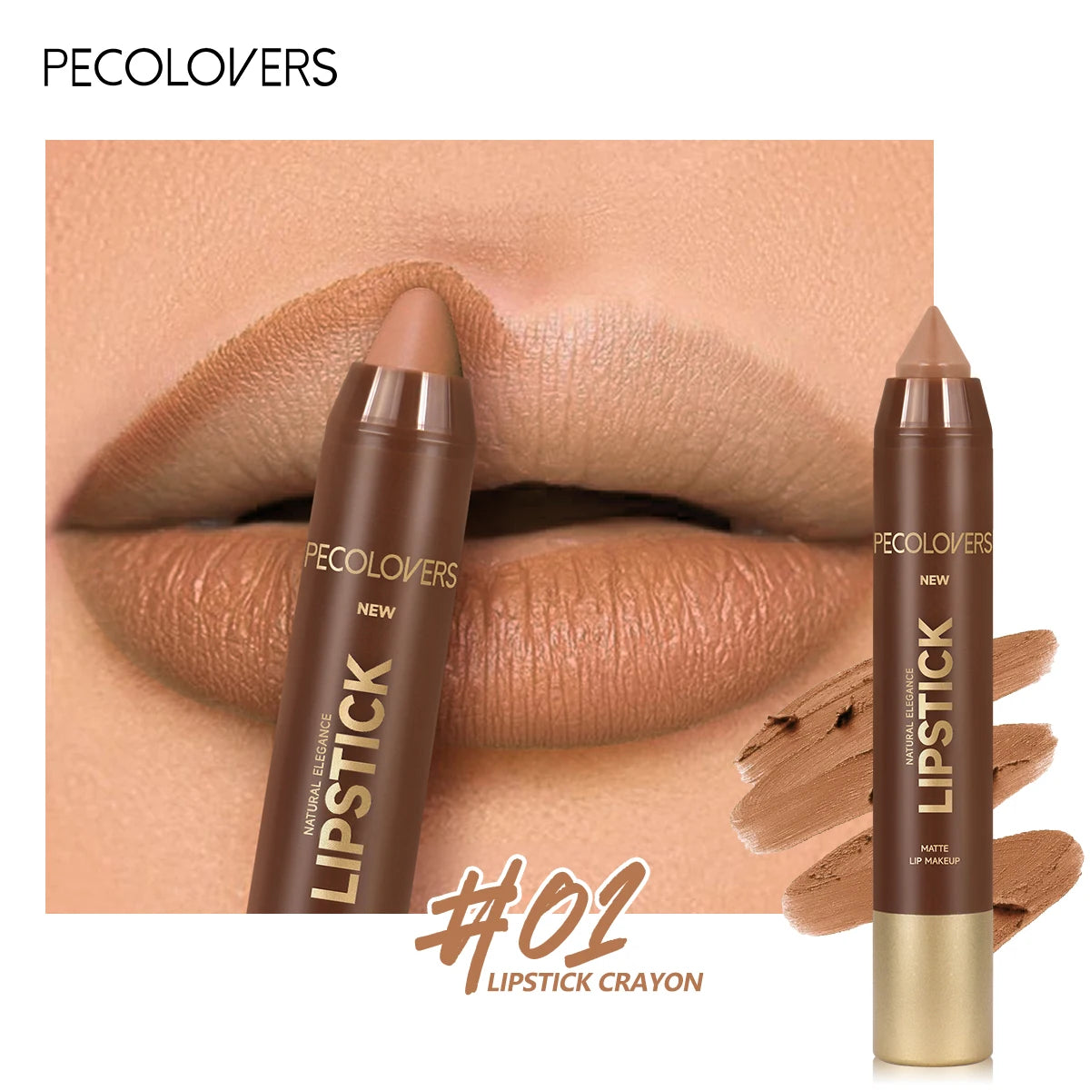 1PC Brown Matte Lip Liner Crayon, Smooth Application, Highly Pigmented, Long-lasting Wear, Lip Cosmetics - Curl and Collar