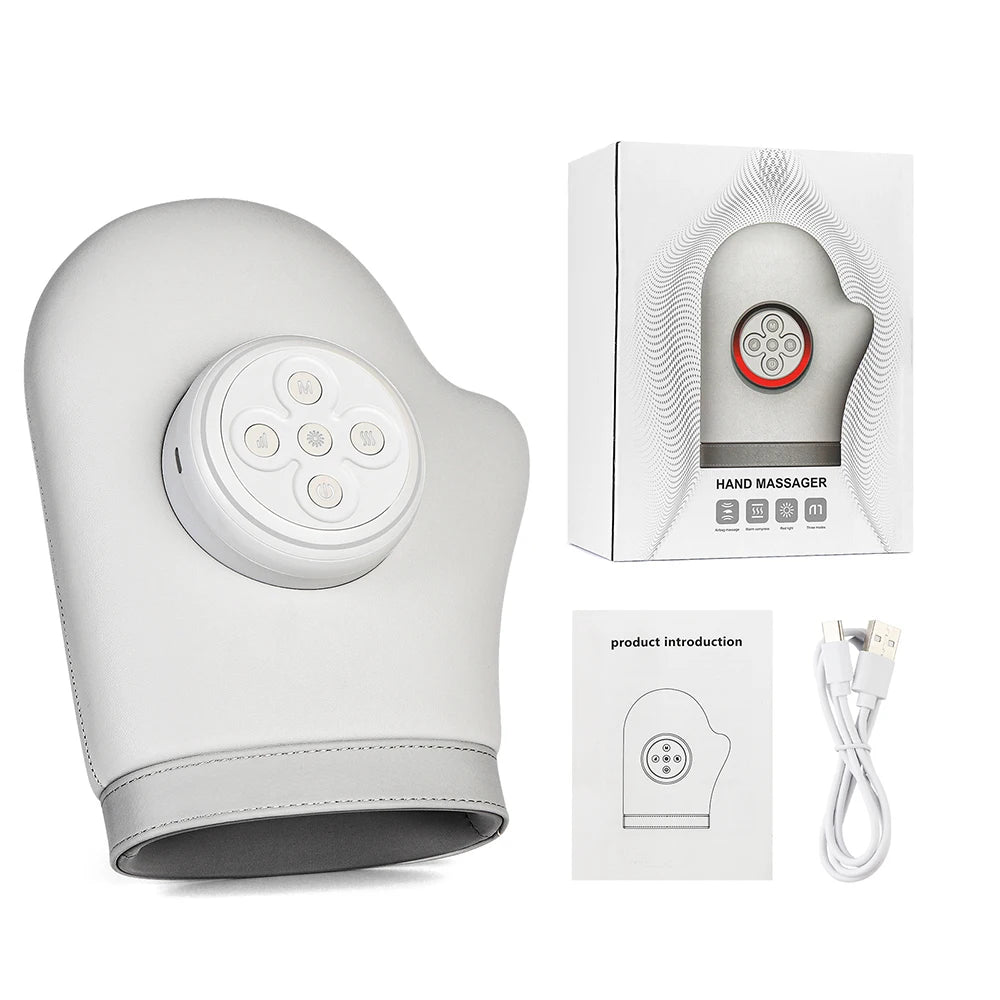 Electric Hand Massager Glove Air Pressure Kneading Airbag Compress Hot Compress Wrist Finger Palm Acupoint masajeador - Curl and Collar
