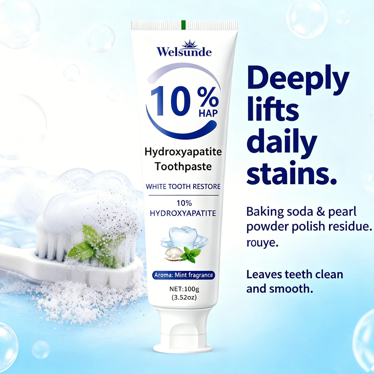 Powerful Whitening Toothpaste for Teeth & Deep Cleaning - Natural Mint Flavor, Breath Freshness, Micro-Polishing, Gentle on Sensitive Tooth & Gums, Oral Health, Specialized Dental Care, Suitable for Everyone, Perfect for Dail - Curl and Collar