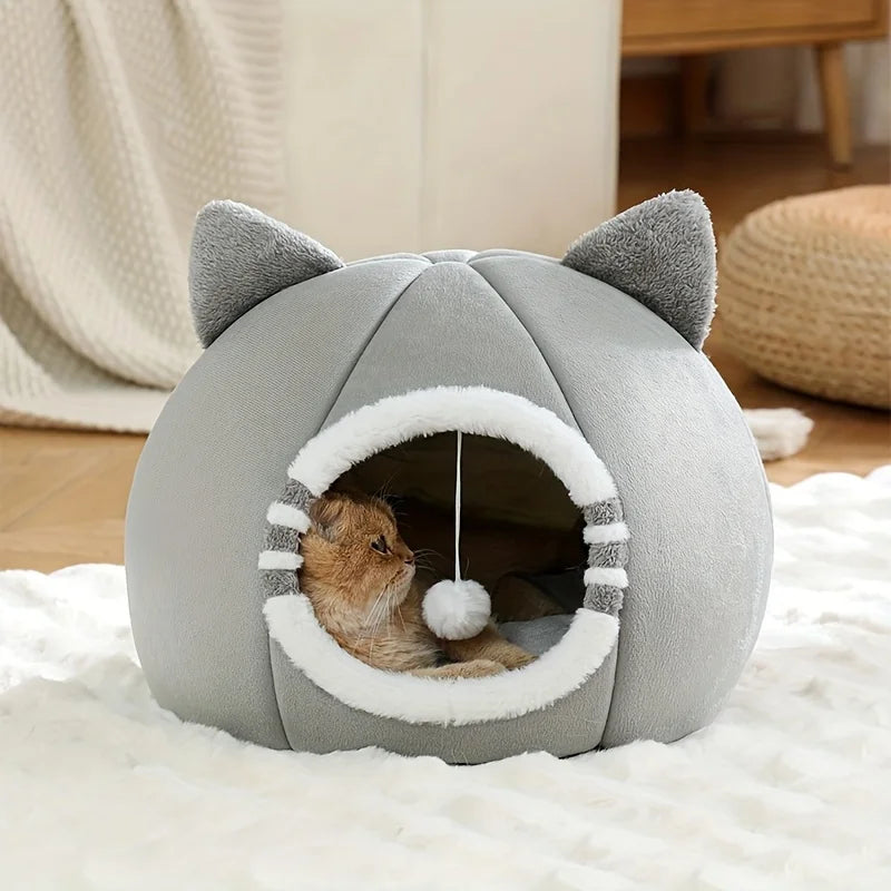 Deep Sleeping Cat Bed Cave Nest With Soft Mat Bed For Cats Pet Products Bag Sofa Pet House Dog Basket Tent Bearded Cama Para - Curl and Collar