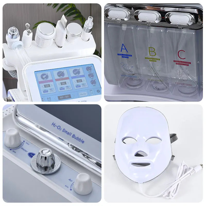 7 in 1 H2O2 Beauty Skin Cleansing Hydrofacial Machine Facial Machine Water Aqua Peeling for Home Use - Curl and Collar
