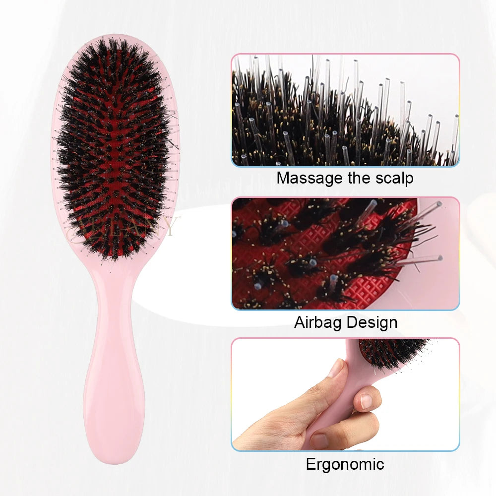 ARLANY Boar Bristle Hair Brush Massage Comb Hair Styling Tool Hair Beauty Salon Accessories Hairdressing Hair Extensions Tool - Curl and Collar