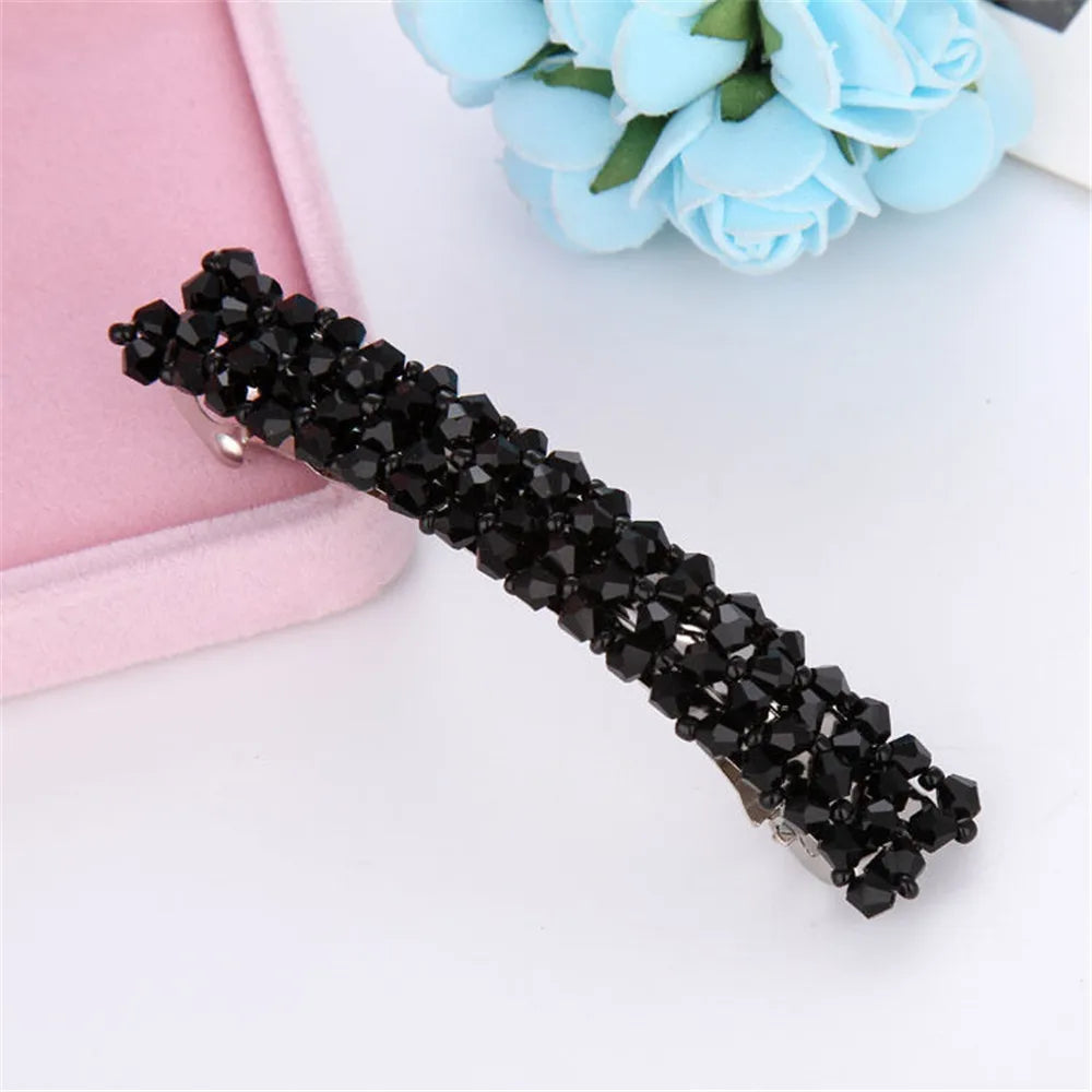 Sweet Color Crystal Hair Clips Spring Hair Grip Beads Hair Barrettes For Women Girl Fashion Simple Hair Accessories Headwear