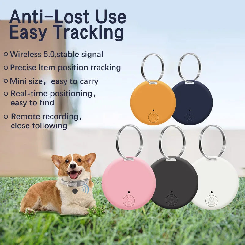 Mini Dog GPS Bluetooth 5.0 Tracker Anti-Lost Device Round Anti-Lost Device Pet Kids Bag Wallet Tracking Smart Finder Locator - Curl and Collar