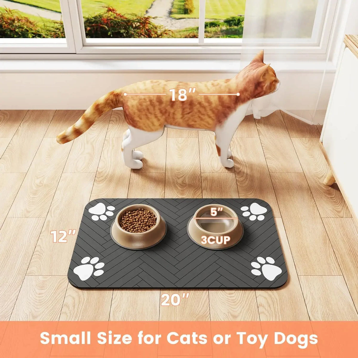 Pet Feeding Mat-Absorbent Pet Placemat for Food and Water Bowl with Waterproof Rubber Backing Quick Dry Water Mat for Dog Cat - Curl and Collar