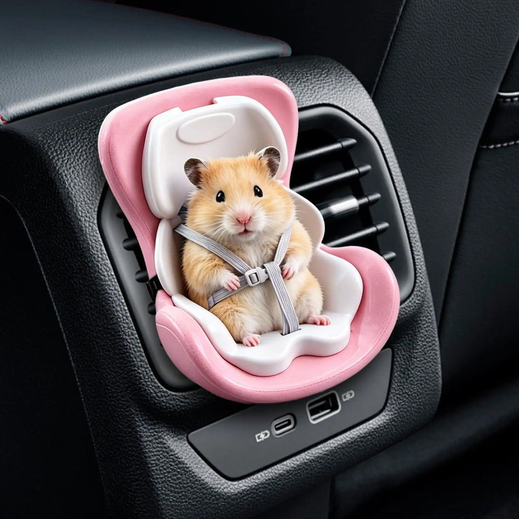 Hamster Car Seat for Small Animals Portable Carrier for Guinea Pig Hedgehog Chinchilla Ferret Travel Safety Cage Vehicle Perch - Curl and Collar