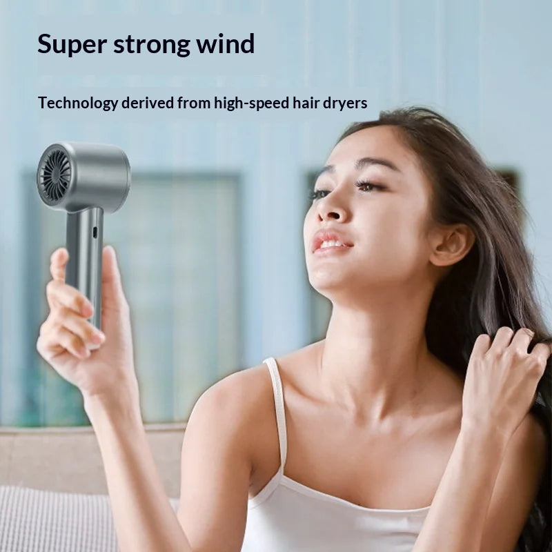 HOMEFISH Portable Handheld Fan USB Rechargeable High-Speed Electric Cooling Fan for Personal Use - Curl and Collar