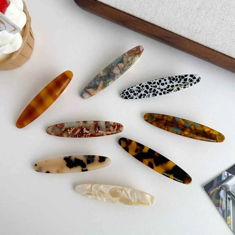 2 Pcs New Simple Acetate Fiber Hairpins,women Oval Geometric Side Clips, Colorful Duckbill Clips, One-word Clip Hair Accessories