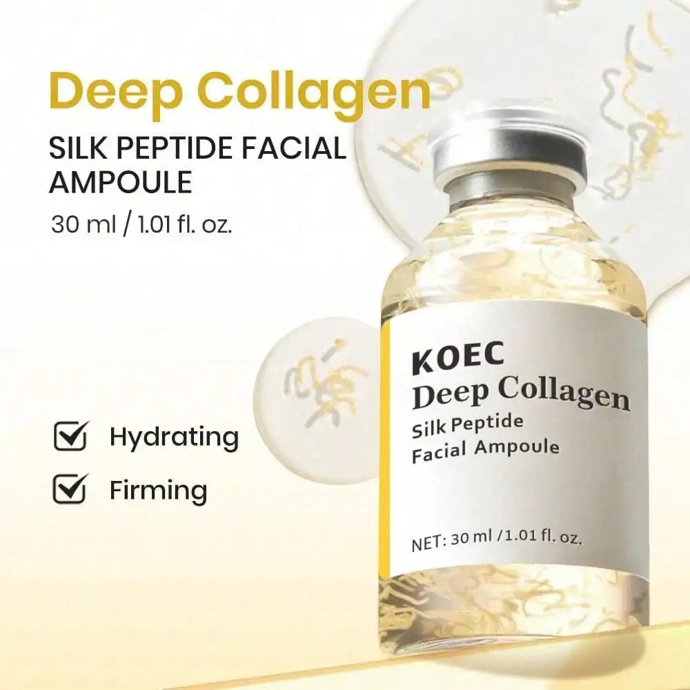 Deep Collagen Silk Peptide Facial Ampoule, Collagen Silk Peptide Facial Ampoule Serum, Dual Pentapeptide Hexapeptide Gentle Skin Essence, Improves Rough Dull Skin Texture, Practical Ladies Beauty Gift - Curl and Collar