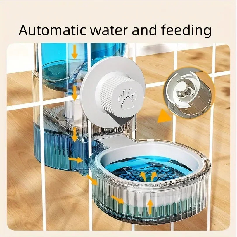 Suit Pet Hanging Water Dispenser Cat Automatic Feeder Dog Hanging Cage Drinking Water and Eating Supplies Cat Bowl Dog Food Bowl - Curl and Collar