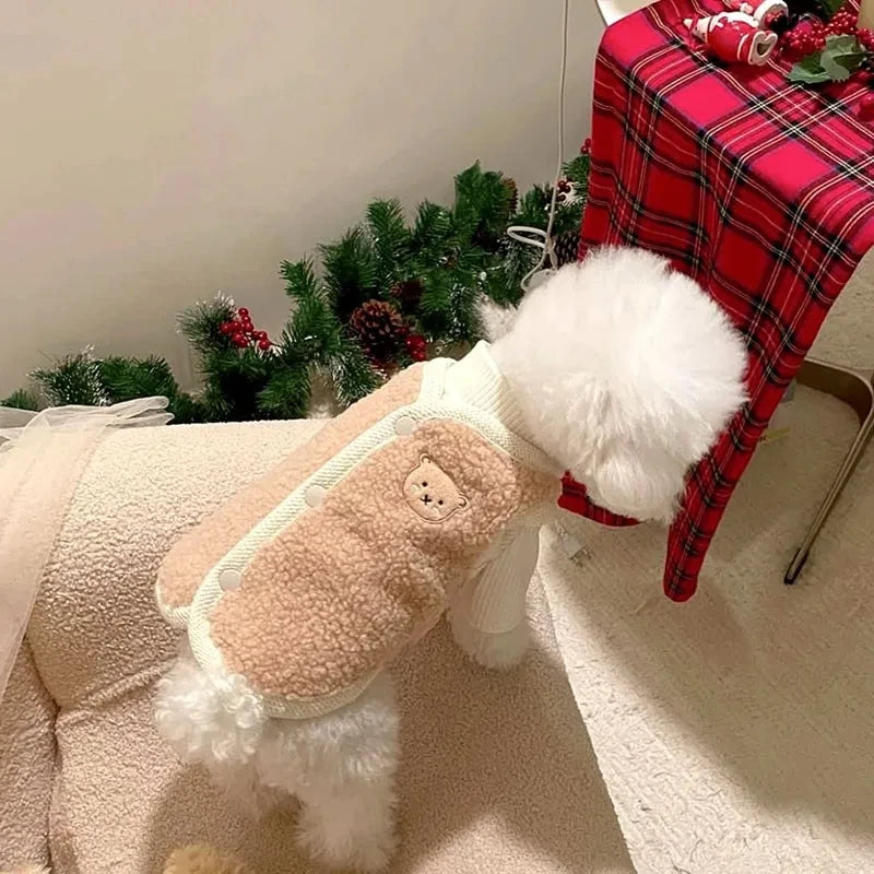 Winter Pet Dog Clothes Cute Bear Warm Dog Coat Sweatshirt Puppy For Small Medium Dogs Clothing Jacket French Bulldog Chihuahua - Curl and Collar