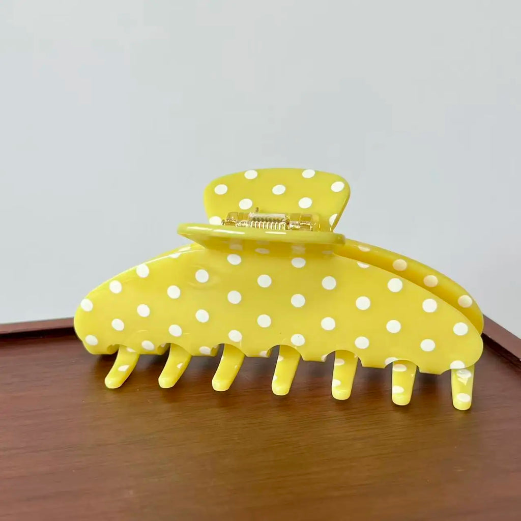 Fashion Large Hair Claw Clips for Women Girls Retro Checkered Polka Dot Strong Hold Non-slip Hair Accessories for Everyday Wear