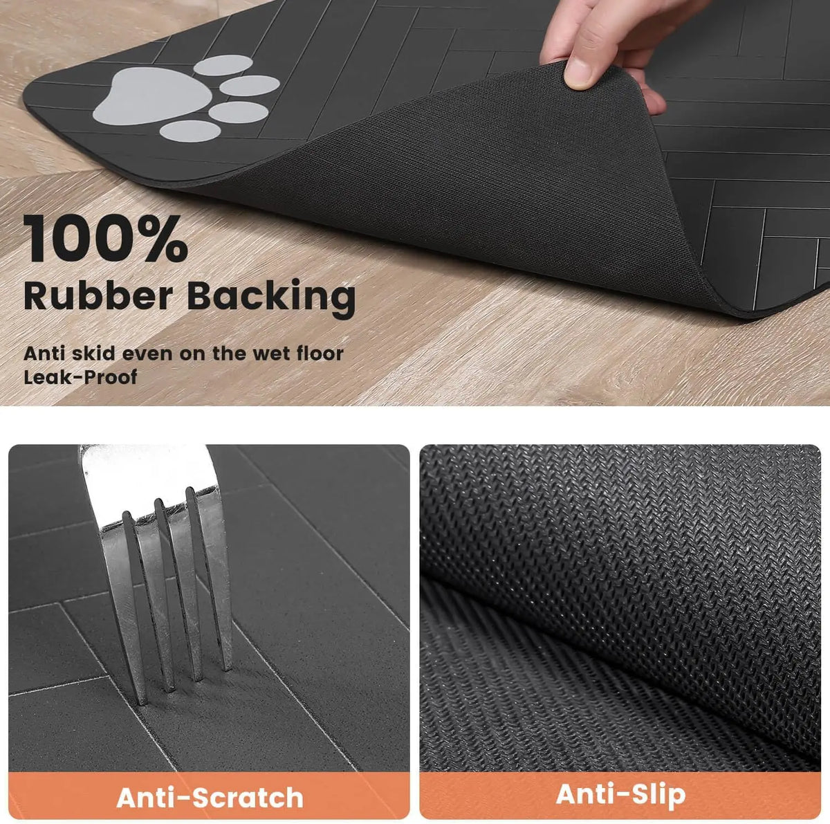 Pet Feeding Mat-Absorbent Pet Placemat for Food and Water Bowl with Waterproof Rubber Backing Quick Dry Water Mat for Dog Cat - Curl and Collar
